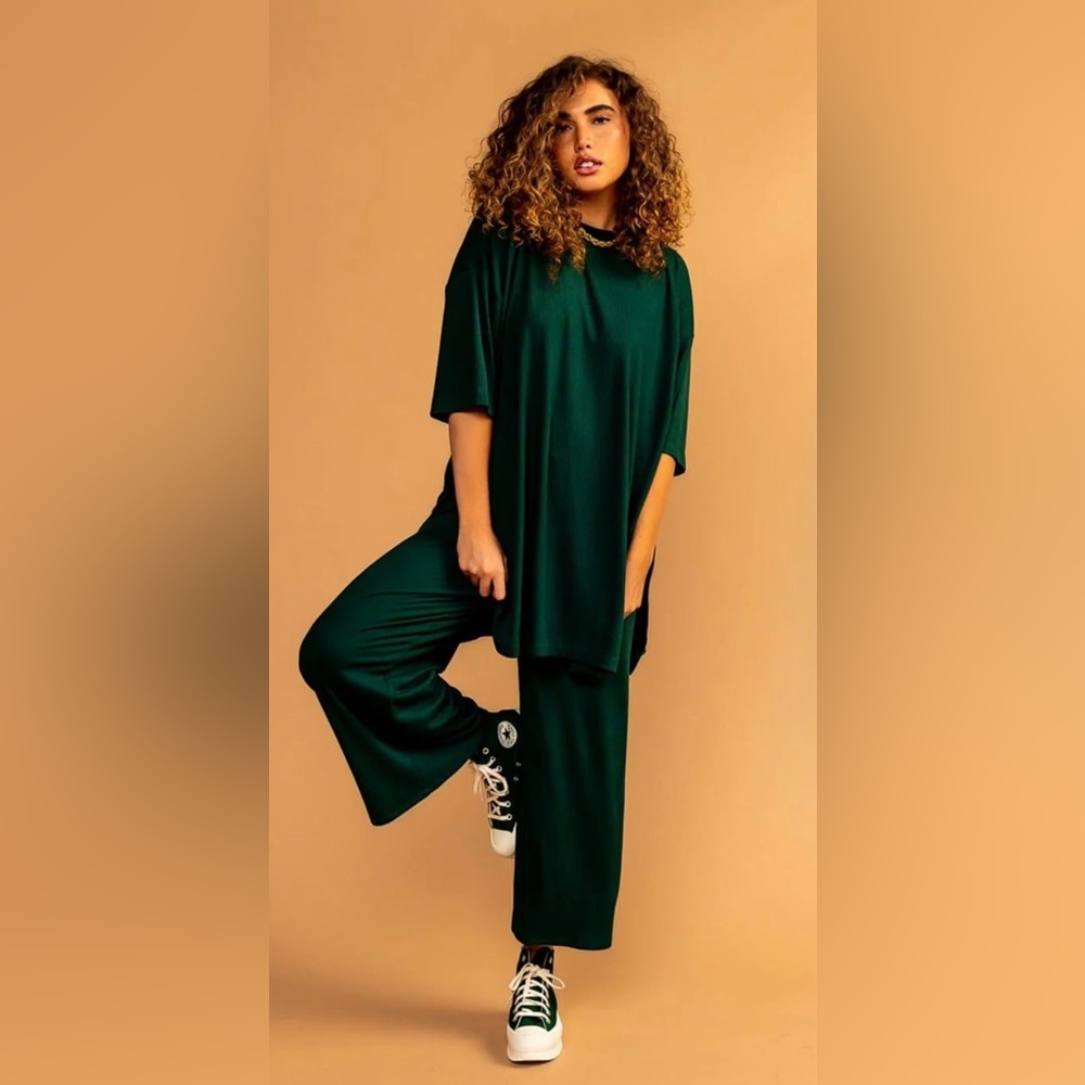 LALA original: Lex ribbed playsuit in Emerald, size Small